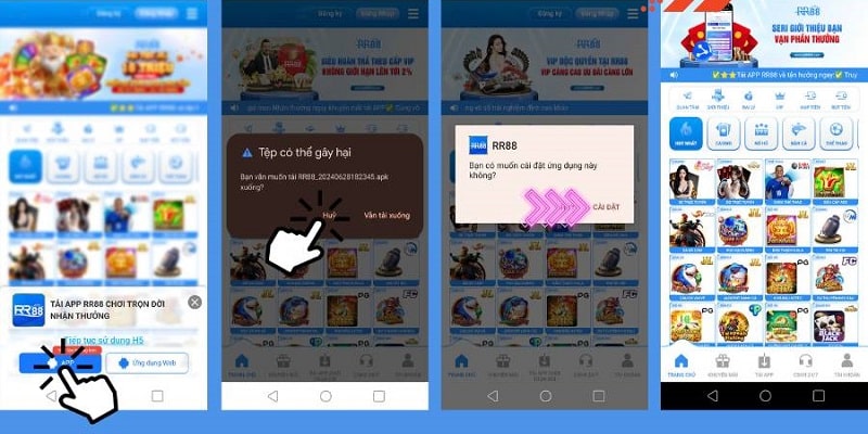 Hướng dẫn thao tác để tải ứng dụng RR88 về điện thoại Android